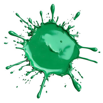 Vibrant Green Paint Splatter Isolated on Transparent Background