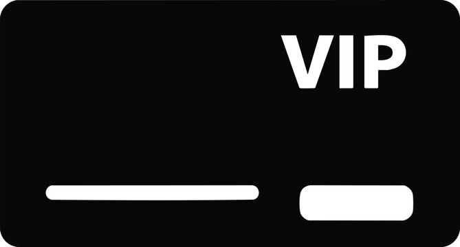 Black vip membership card icon with text and spaces for signature or details.