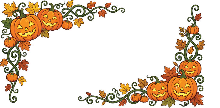 Halloween, children, kids, costumes, celebration, cartoon, cute, festive, banner, stars, night, spooky, fun, party, witch, ghost, trick or treat, holiday, vector, illustration, character, happy, frien