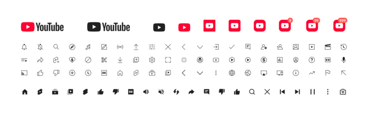 YouTube Updated logo and UI icons. light theme.