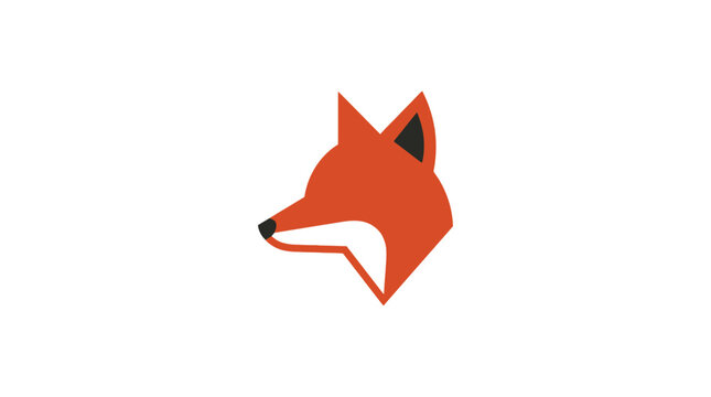 Orange fox head illustration with a flat design on a white background