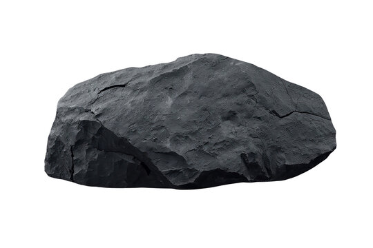 Flat black stone with rough surface