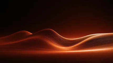 Abstract Glowing Orange Wave Landscape Formed by Flowing Data Lines on a Dark Background. AI generative © viking75