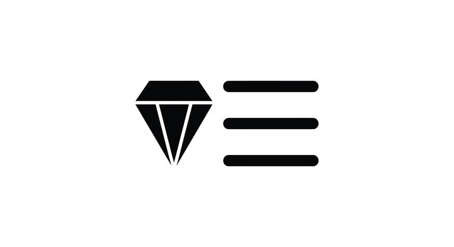 Diamond shape and three horizontal lines a black silhouette on white