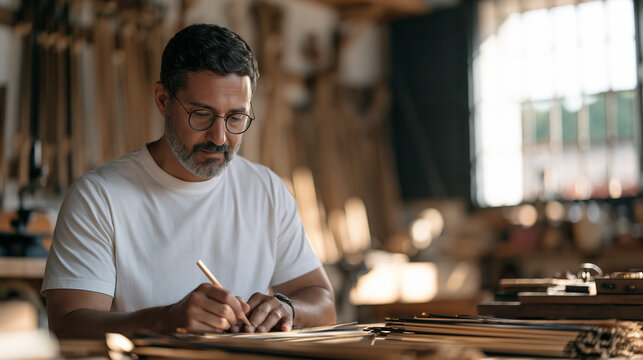 A fletcher signing off on a finished batch of handcrafted arrows, old photograph of a traditional craftsman hanging on the warmly lit workshop wall, documentary authentic unstaged