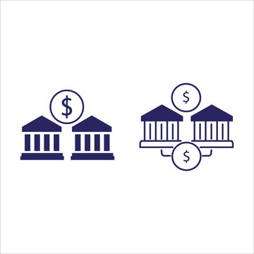 banking and financial services solid icon set with dollar money symbols