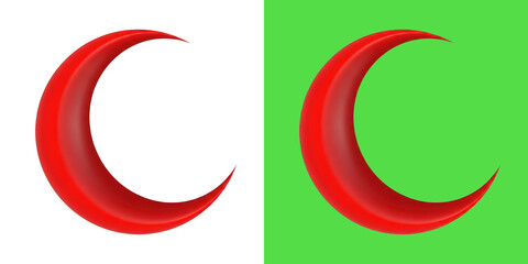 Red crescent symbol on white and green background © Mahmuda