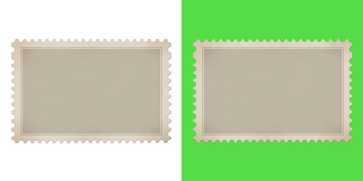 Blank postage stamp mockup template on isolated background