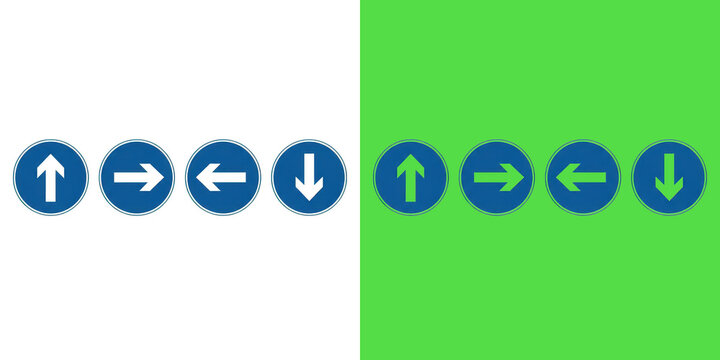 Blue directional arrow signs set on split background
