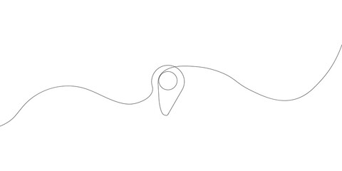 Obraz premium Continuous single line drawing of a map location pin icon