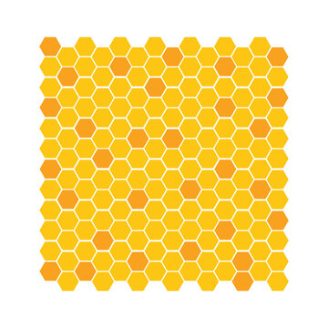 Seamless honeycomb pattern with golden yellow and orange hexagon shapes for natural bee hive design