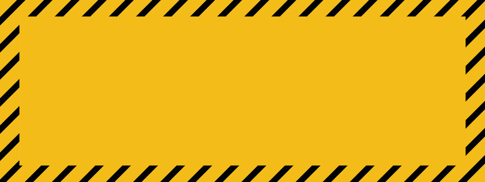 Yellow and black striped caution border frame for construction and safety signs