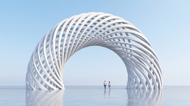 Abstract white architectural arch structure rendered as a high quality digital file in jpeg format