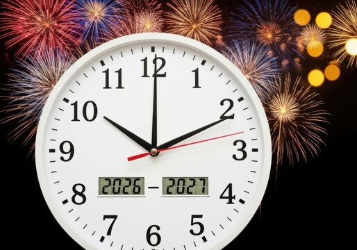 New year countdown clock showing 2026 to 2027 transition