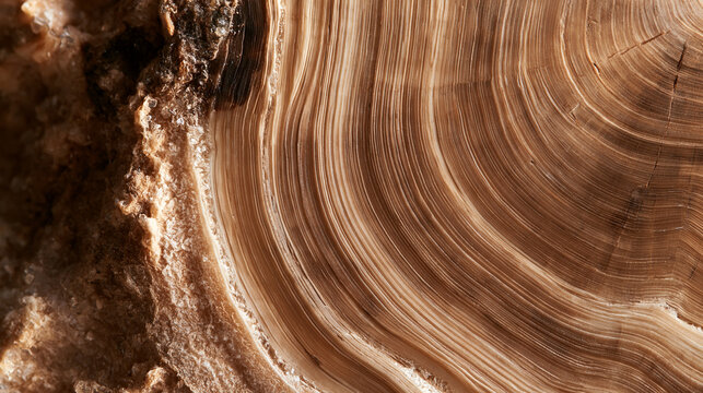 Macro Close Up of Petrified Wood Growth Rings Texture