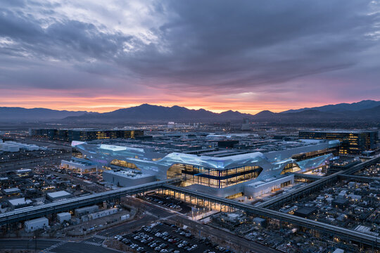 Modern High Tech Manufacturing Campus at Sunset