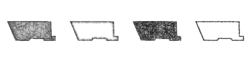 Obraz premium Sketch monochrome Bernalillo, New Mexico outline map design set