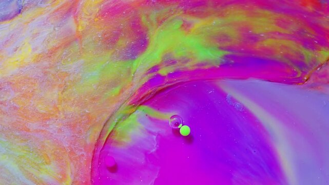 Colorful Abstract Liquid Swirls and Bubbles in Pink and Purple, 4K Video Background