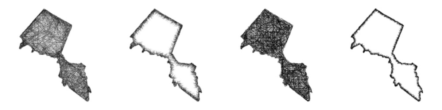 Monochrome sketch Passaic, New Jersey outline map design set