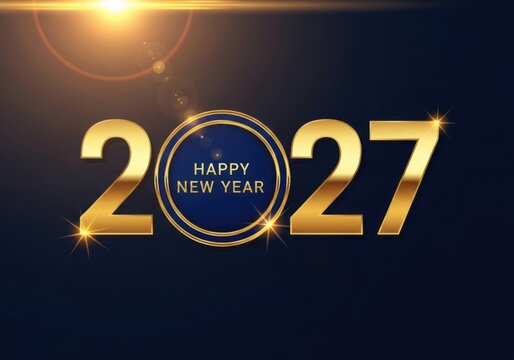 Elegant 2027 happy new year gold typography design