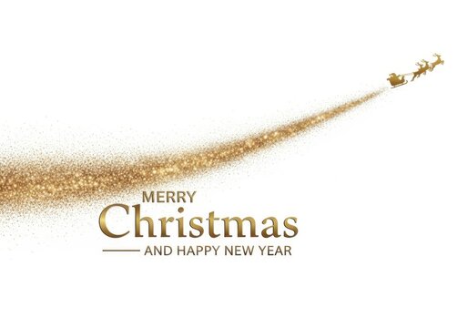 Merry christmas and happy new year greeting card isolated on white background