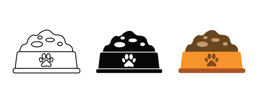 Dog feeding icon vector. thine line, flat and color style. pet care symbol. vector illustration.