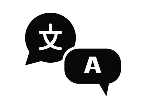 Translation icon. Language translation icon in black flat. Translation speech icon vector illustration.