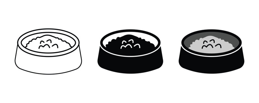 Dog feeding icon vector. thine line, flat black style. pet care symbol. vector illustration.