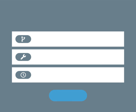 Minimalist login form vector, flat UI registration interface with settings and clock icons, web application user dashboard template
