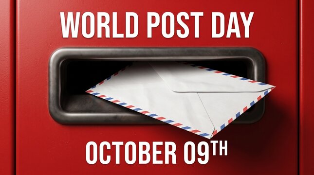 World Post Day October 9th Envelope in Red Mailbox