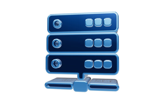 Server Rack Icon: A 3D illustration of a blue server rack, symbolizing data storage, networking, and digital infrastructure.