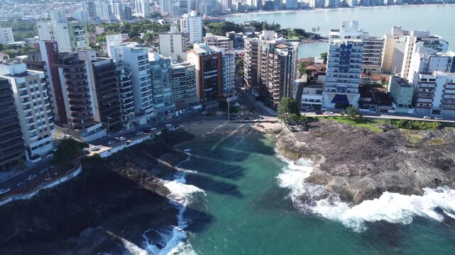 Praia das Virtudes in Guarapari, Esp&iacute;rito Santo, Brazil &ndash; Tropical Beach, Green Sea and Cinematic Coastal Landscape