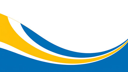 Obraz premium Abstract background, featuring dynamic yellow, and blue wave, shapes on a, clean white surface, for corporate branding layouts.