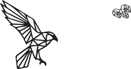 Fototapeta premium Geometric Flying Eagle Vector Design in Low Poly Line Art Style