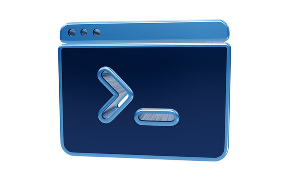 Command Prompt Icon: A stylized blue command prompt window with a blinking cursor, symbolizing technology and computer coding.