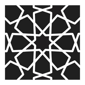 Seamless geometric islamic pattern with eightpointed stars and intricate lines, traditional oriental decorative design isolated on transparent background