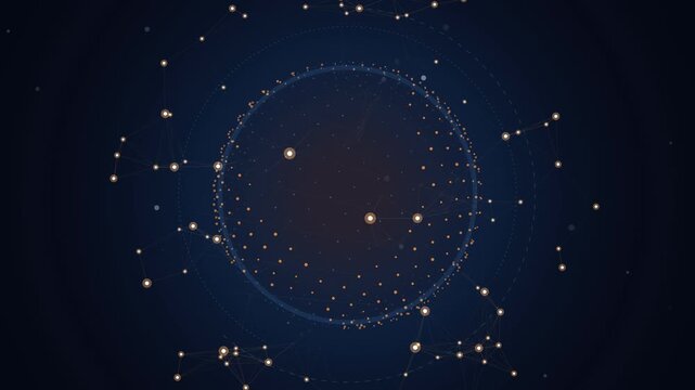 Abstract digital network globe connecting dots and lines motion graphics