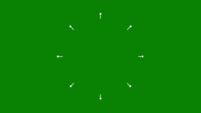 Geometric star ray lines collapsing inward and dissolving to center point on green screen in 4K