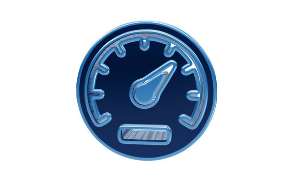 Speedometer Icon: A stylized, 3D blue speedometer icon indicates high performance and speed, suggesting progress and efficiency.