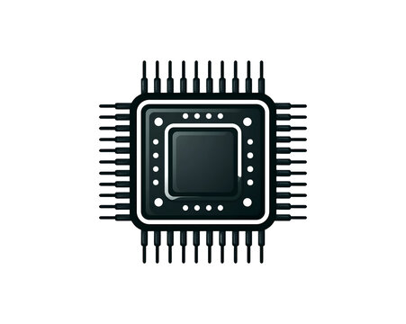 Abstract technology icon showing microchip component