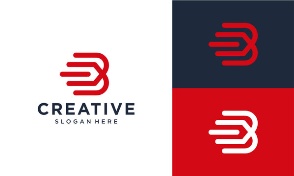 Modern minimalist letter B logo design with motion lines for creative corporate brand identity and professional business company logo