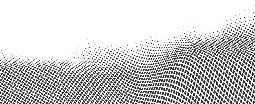 Abstract Black Square Halftone Dot Wave Pattern Background Vector For Modern Tech Banner Design Vector Illustration