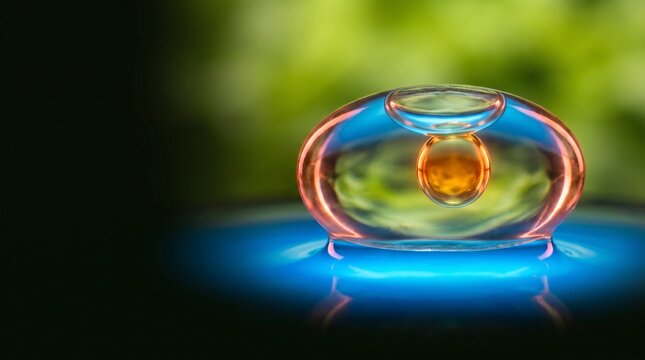 Glowing oil capsule with micro-algae bloom