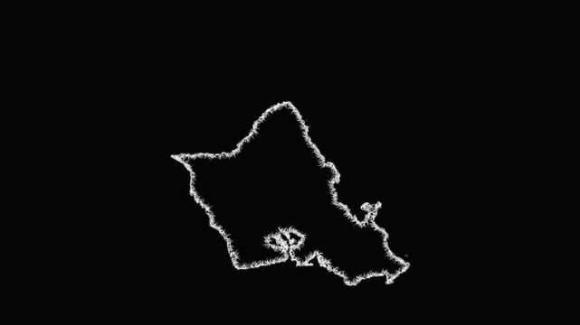 Sketch Honolulu outline map animation - smooth progressive reveal