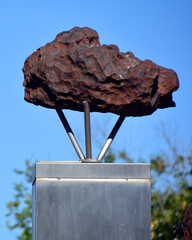 Windhoek Namibia. The Gibeon Meteorites. A large portion of the space rocks were found around the village of Gibeon local people used the meteorites to make iron tools and weapons. © Daniel Meunier