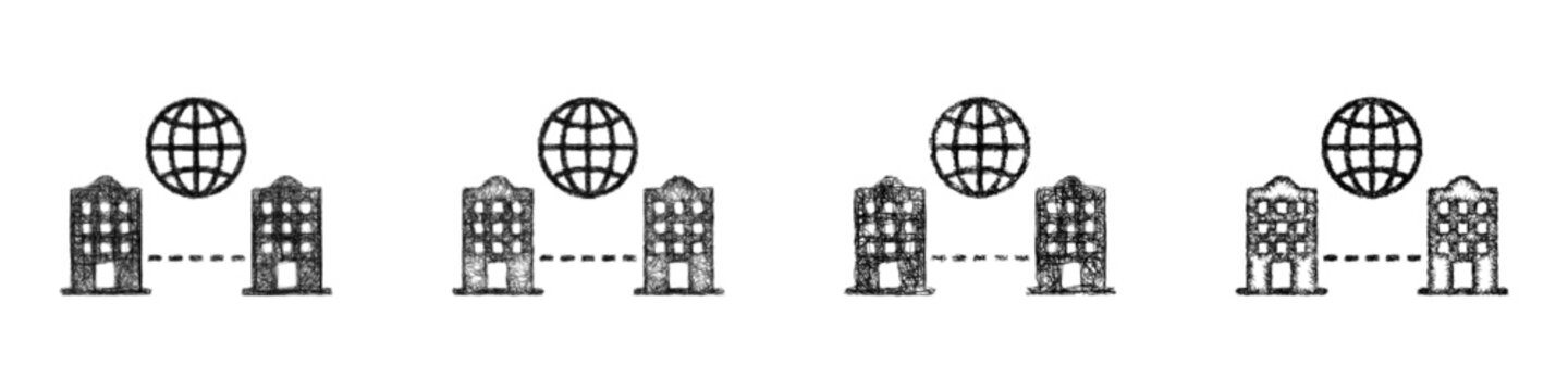 Sketch black and white extranet icon design set