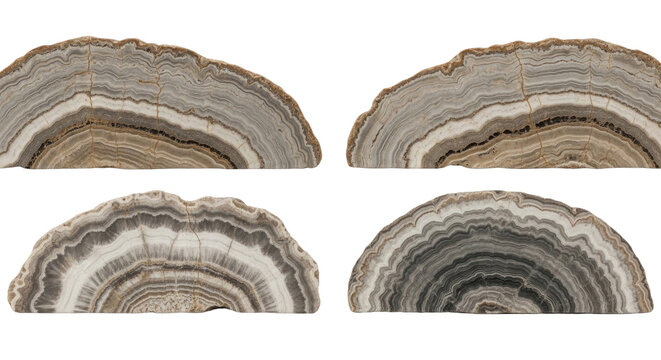 Agate stone slices collection. Natural mineral crystal layers Cutout PNG