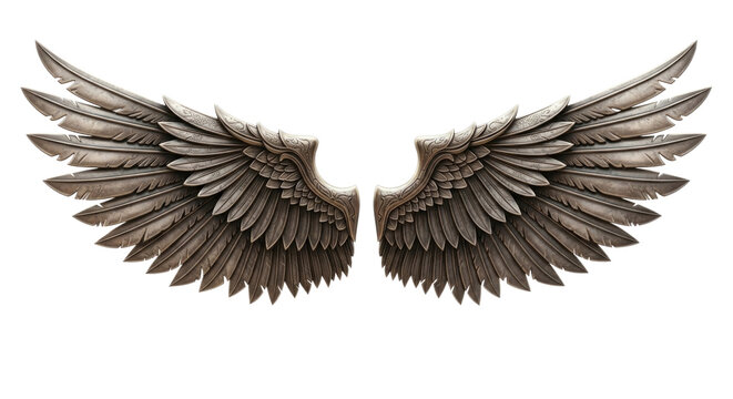 Spread eagle wings. Detailed bird feather wings Cutout PNG