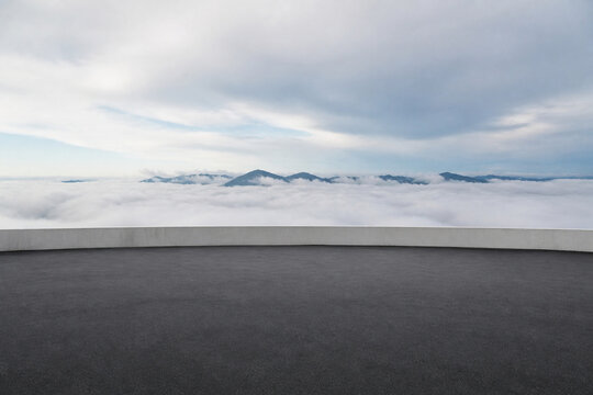 Empty cloud inversion overlook for premium vehicle advertising background