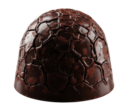 Dark chocolate truffle with cracked texture. Gourmet cocoa candy dessert Cutout PNG